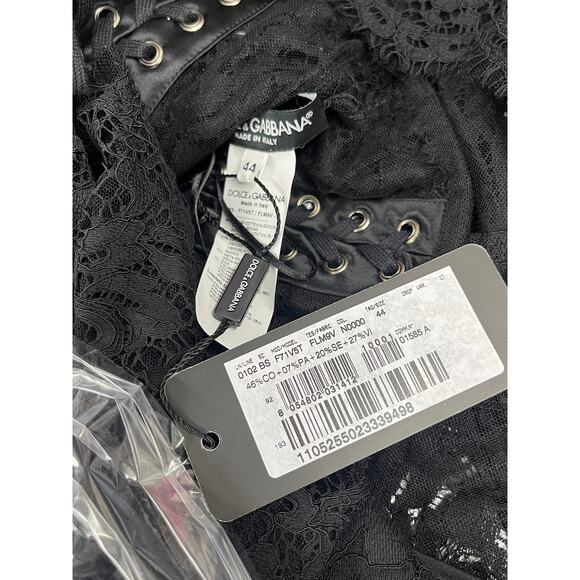 NWT Dolce & Gabbana Black Lace Long Sleeve Top Blouse IT 44 - Picture 12 of 12